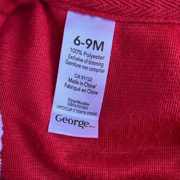 George Girls Christmas Santa Holiday Outfit 6-9M 6M 9M - Picture 2 of 4